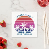 Serviette En Papier Tropical Island Pink Palm Tree Custom Beach Party (En situation)