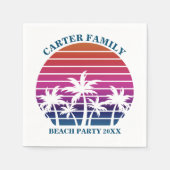 Serviette En Papier Tropical Island Pink Palm Tree Custom Beach Party (Devant)