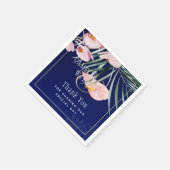 Serviette En Papier Tropical Island Royal Blue Flowers Feuille Mariage (Coin)