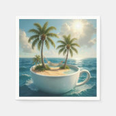 Serviette En Papier Tropical Island With Hammock in a Teacup (Devant)