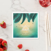 Serviette En Papier Tropical Isle Sunrise Couple's Shower Turquoise ID (En situation)