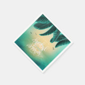 Serviette En Papier Tropical Isle Sunrise Fête des mariées Turquoise I (Coin)