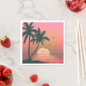 Serviette En Papier Tropical Isle Sunrise Mariage Pink ID581 (En situation)