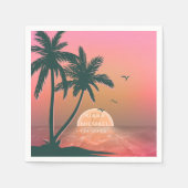 Serviette En Papier Tropical Isle Sunrise Mariage Pink ID581 (Devant)