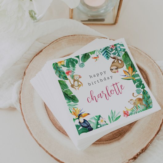 Serviette En Papier Tropical Jungle Animaux Anniversaires de enfants