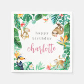 Serviette En Papier Tropical Jungle Animaux Anniversaires de enfants (Devant)