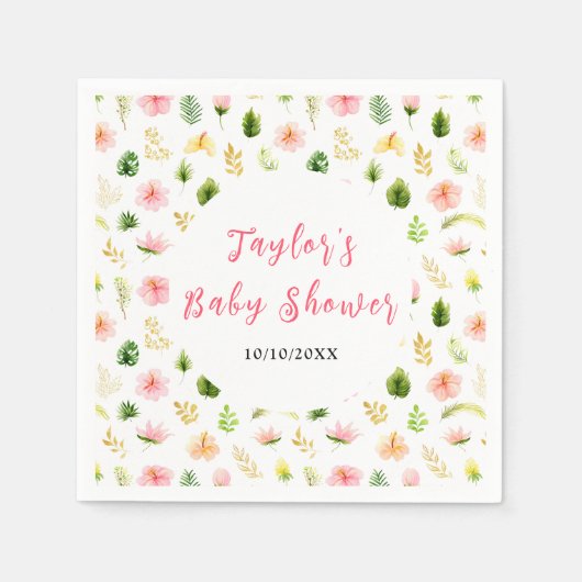 Serviette En Papier Tropical Jungle Floral Baby Shower (Devant)