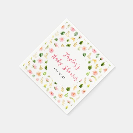 Serviette En Papier Tropical Jungle Floral Baby Shower (Coin)