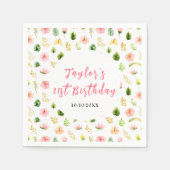 Serviette En Papier Tropical Jungle Floral Birthday (Devant)
