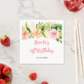 Serviette En Papier Tropical Jungle Floral Birthday (En situation)