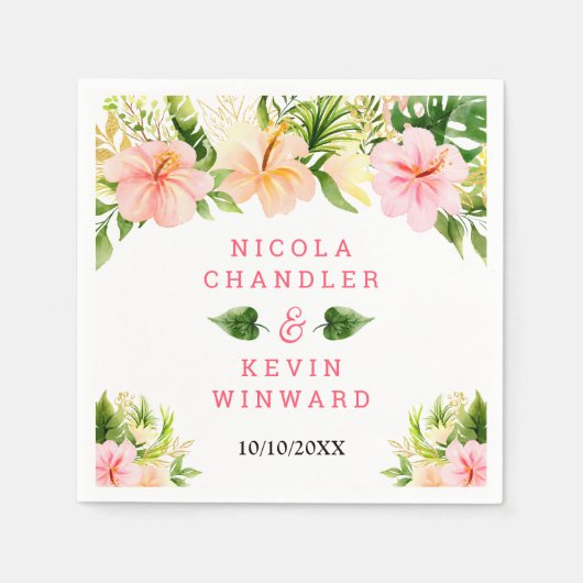 Serviette En Papier Tropical Jungle Floral Wedding (Devant)