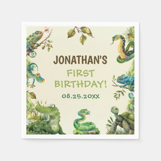Serviette En Papier Tropical Jungle Reptile Anniversaire de enfant Par (Devant)