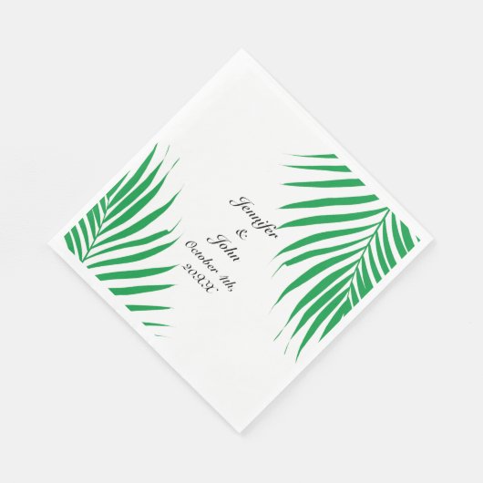 Serviette En Papier Tropical Kelly Green Palm Tree Leaf Mariages 2023 (Coin)