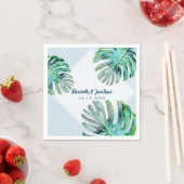 Serviette En Papier Tropical Leaf tendance moderne verdure Mariage ble (En situation)