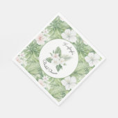 Serviette En Papier Tropical Leaves Hibiscus Floral Mariage (Coin)