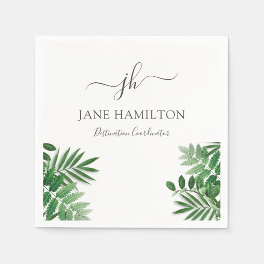 Serviette En Papier Tropical Monogram Business Event (Devant)