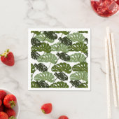 Serviette En Papier Tropical Monstera Leaf Green (En situation)