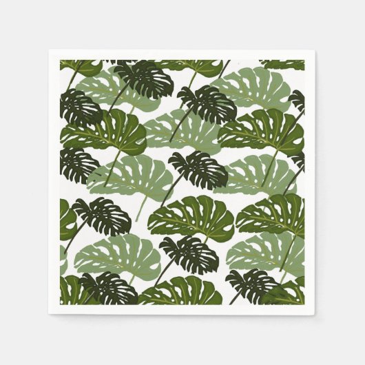 Serviette En Papier Tropical Monstera Leaf Green (Devant)