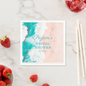 Serviette En Papier Tropical Ocean Beach Turquoise Tan Fête des mariée (En situation)