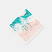 Serviette En Papier Tropical Ocean Beach Turquoise Tan Fête des mariée (Coin)
