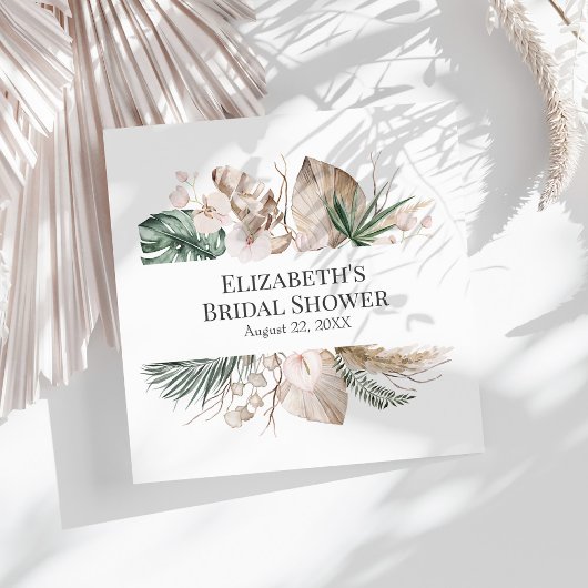 Serviette En Papier Tropical Orchidée et Monstera Baby Shower pour fut