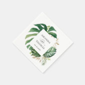 Serviette En Papier Tropical Palm Feuille Rustic Greenery Mariage (Coin)