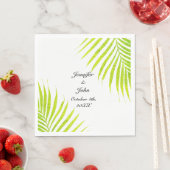 Serviette En Papier Tropical Palm Mariages Glittery Green Gold 2023 (En situation)