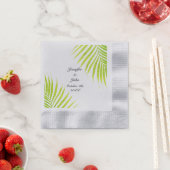 Serviette En Papier Tropical Palm Mariages Glittery Green Gold Silver (En situation)