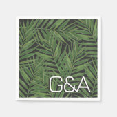 Serviette En Papier Tropical Palm Night Sky Moderne Initiales Mariage (Devant)