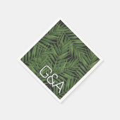 Serviette En Papier Tropical Palm Night Sky Moderne Initiales Mariage (Coin)