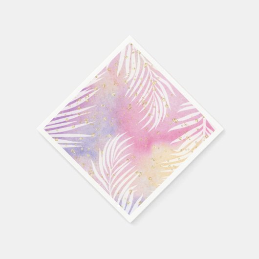 Serviette En Papier Tropical Palm Pastel Rainbow Pool Party (Coin)