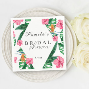 Serviette En Papier Tropical Palmier Aquarelle Géométrique Baby Shower