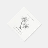 Serviette En Papier Tropical Palmiers Mariage Esquisse Noir et Blanc (Coin)