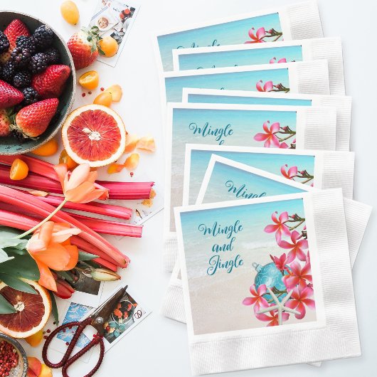 Serviette En Papier Tropical Plumeria Beach Invitations de Fêtes