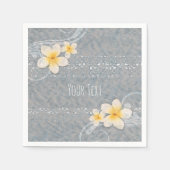 Serviette En Papier Tropical Plumeria Fleur Grey Jaune Summer Party (Devant)