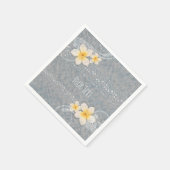 Serviette En Papier Tropical Plumeria Fleur Grey Jaune Summer Party (Coin)