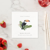 Serviette En Papier Tropical Rainforest Toucan Foliage Baby shower (En situation)