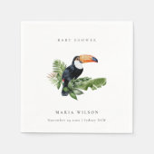 Serviette En Papier Tropical Rainforest Toucan Foliage Baby shower (Devant)