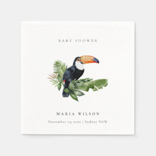 Serviette En Papier Tropical Rainforest Toucan Foliage Baby shower