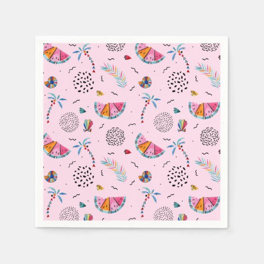 Serviette En Papier Tropical rose Memphis Style Motif (Devant)