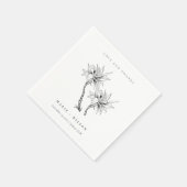 Serviette En Papier Tropical Rustic Palms noir blanc Mariage croquis (Coin)