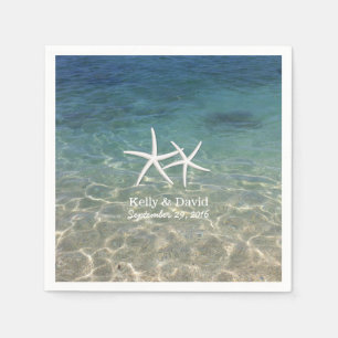 Serviette En Papier Tropical Starfish Personnalisé Nom Plage Mariage