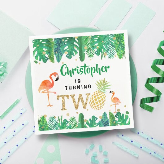 Serviette En Papier Tropical Summer Beach Luau Boys 2e anniversaire