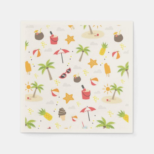 Serviette En Papier Tropical Summer Beach Vacances Motif Design (Devant)