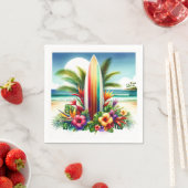 Serviette En Papier Tropical Surfboard The Big ONE 1er anniversaire (En situation)