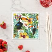 Serviette En Papier Tropical Toucan Paradise Palm Pineappy Moderne (En situation)