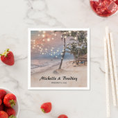 Serviette En Papier Tropical Vintage Beach Lights Mariage (En situation)