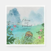 Serviette En Papier Tropical Wedding Napkin Charming Sea Turtle Decor (Devant)
