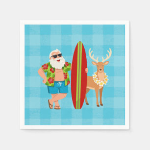 Serviette En Papier Tropiques Festifs Vacances Hawaïennes Santa Surf