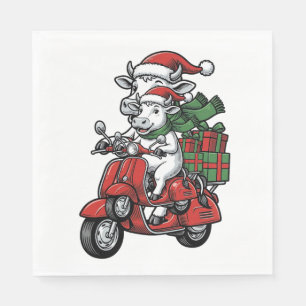 Serviette En Papier Trottinette à cheval de Noël drôle Design vintage_